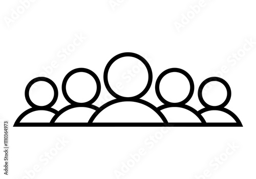 Icono negro de grupo de personas en fondo blanco