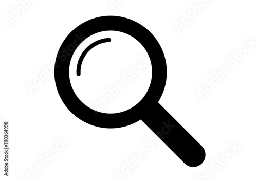 Icono negro de lupa con reflejo