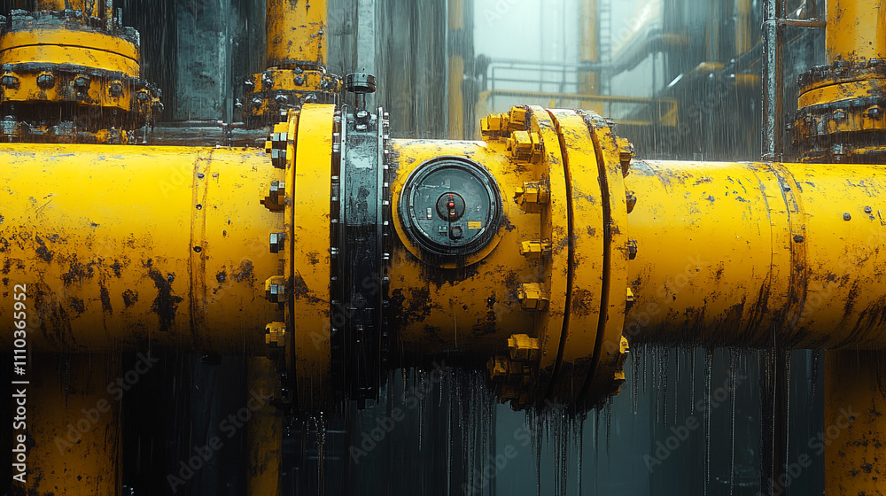 yellow pipe at the enterprise close-up