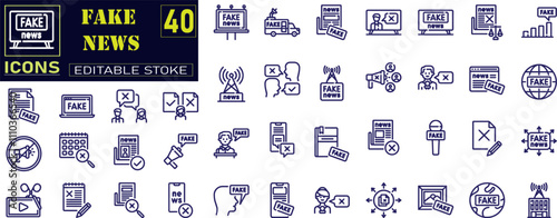 Fake News Related outline icon vector . 