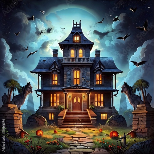 haunted house in the woods photo