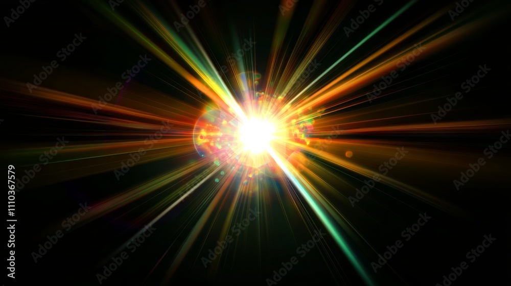 Abstract digital art piece that appears to be optical flare on black Abstract digital art piece that appears to be optical flare on black