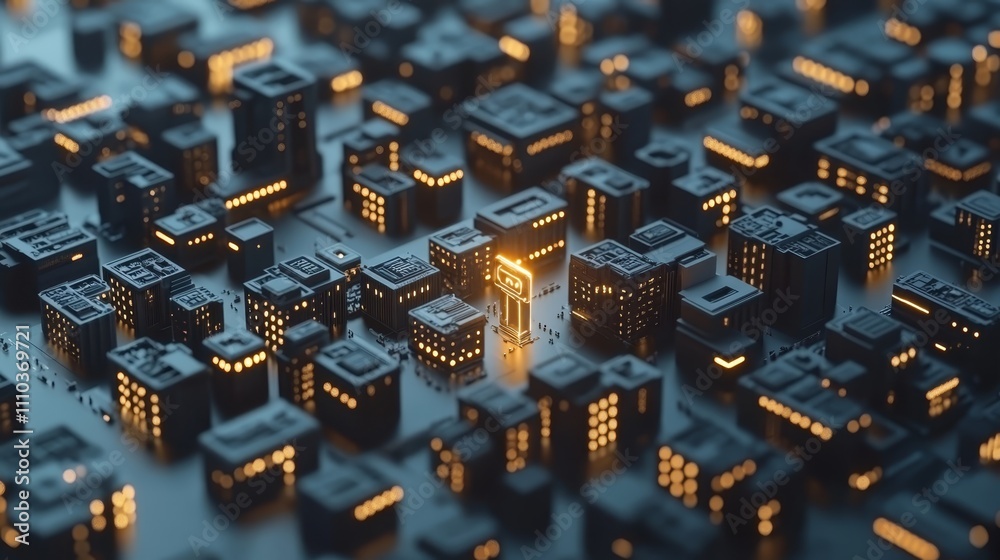 Futuristic Cityscape Illuminated Smart City at Night Futuristic Cityscape Illuminated Smart City at Night