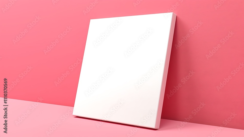 Naklejka premium White blank panel mockup in closeup on a lone pink backdrop