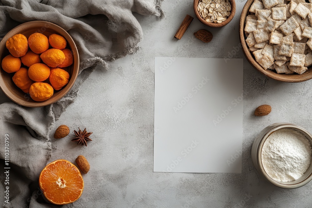 Clean Overhead Shot of Grocery Items on a White Table Clean Overhead Shot of Grocery Items on a White Table