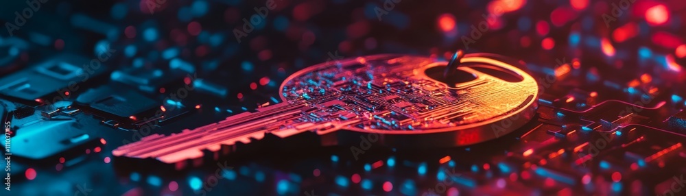 Fototapeta premium Cyber Security Key Digital Access Circuit Board Technology