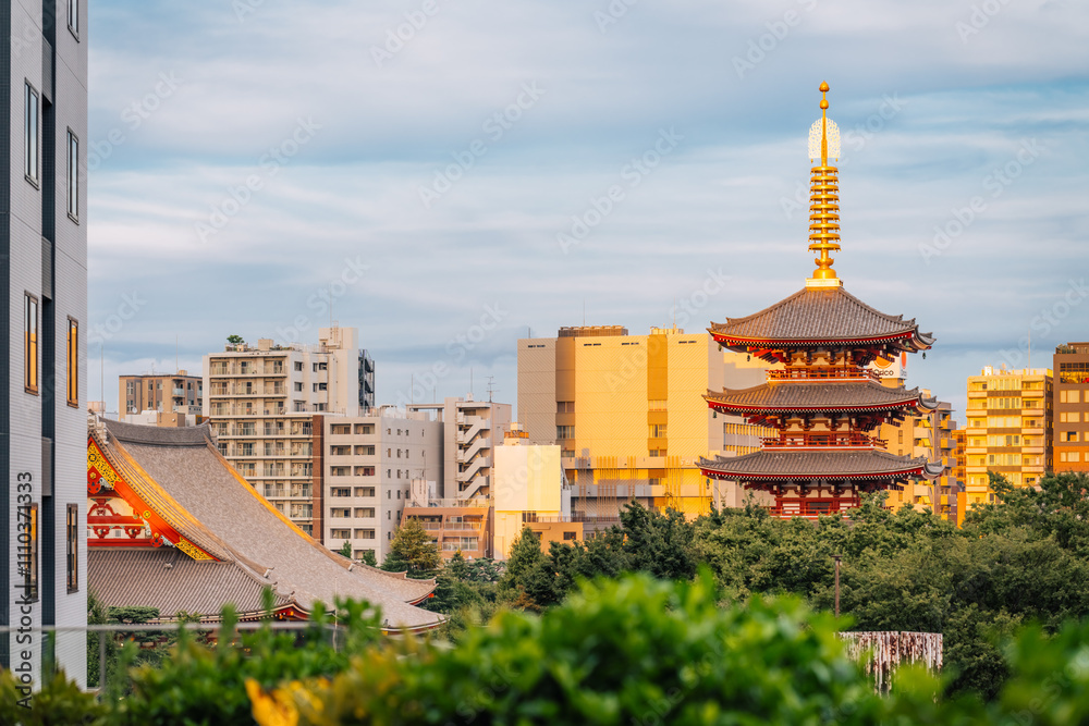 Tokyo City skyline, Asakusa district, Japan, Asia