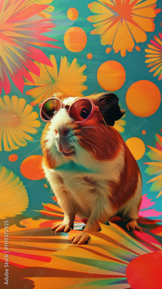 Guinea Pig Retro Vibes - Groovy Poster