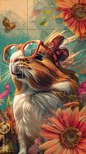 Guinea Pig Retro Vibes - Groovy Poster