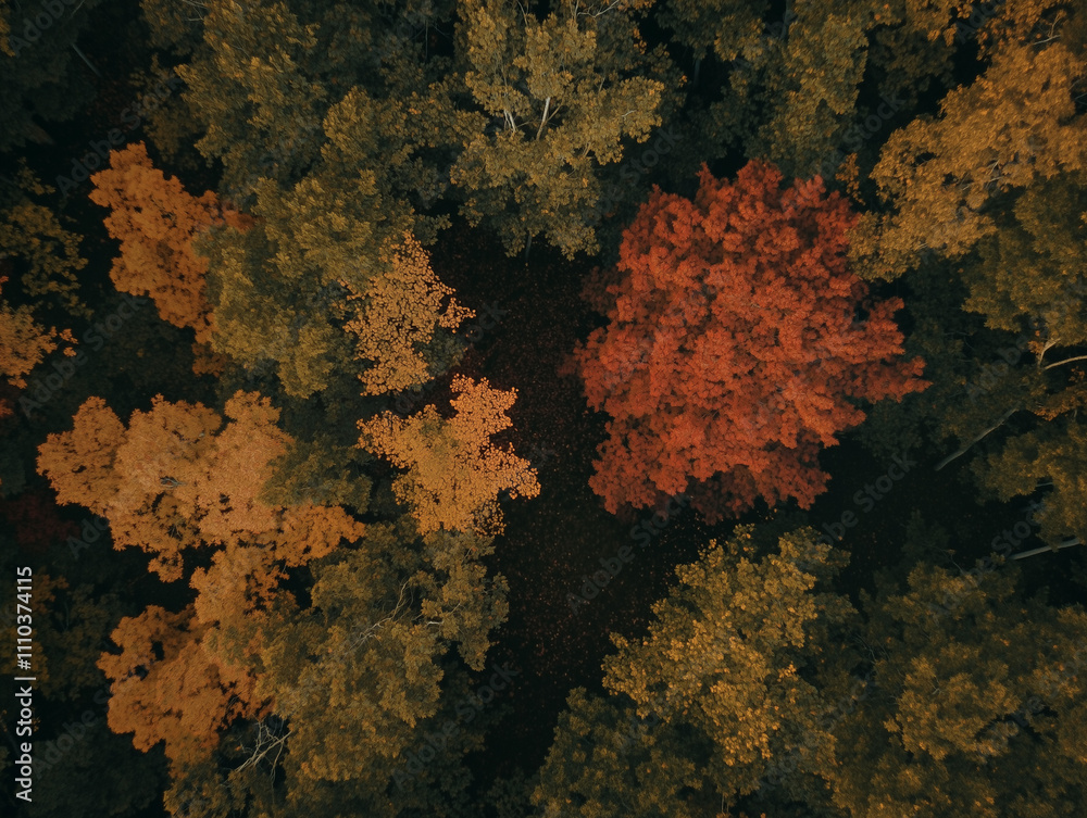 Aerial View of Vibrant Autumn Forest Canopy: A Tapestry of Fall Colors Aerial View of Vibrant Autumn Forest Canopy: A Tapestry of Fall Colors