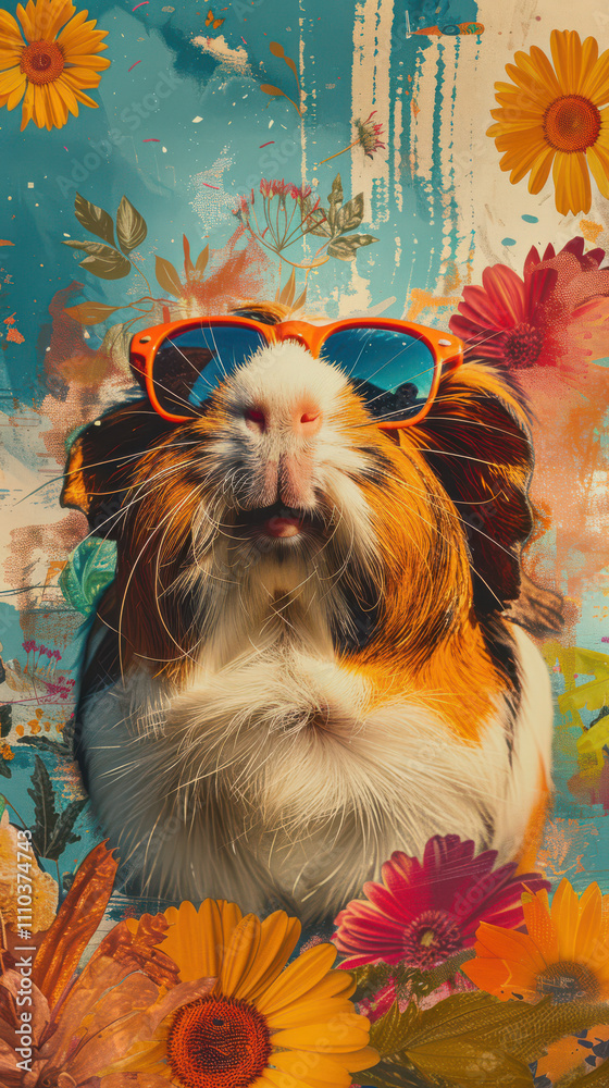 Guinea Pig Retro Vibes - Groovy Poster