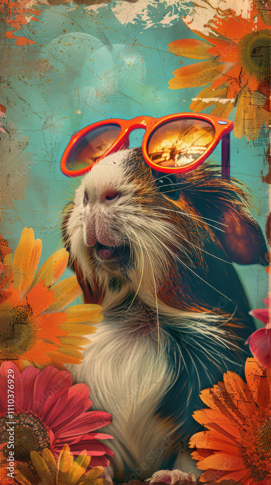 Guinea Pig Retro Vibes - Groovy Poster