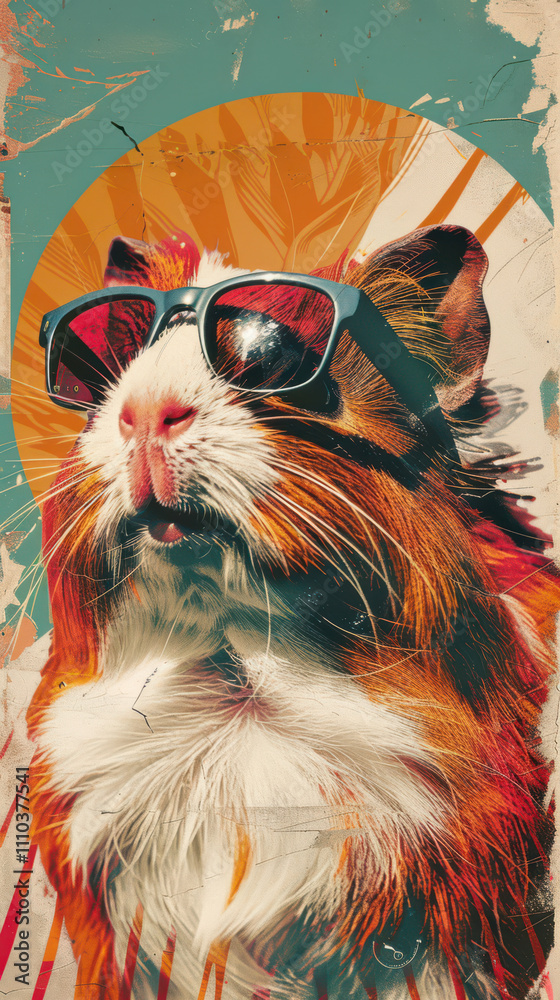 Guinea Pig Retro Vibes - Groovy Poster