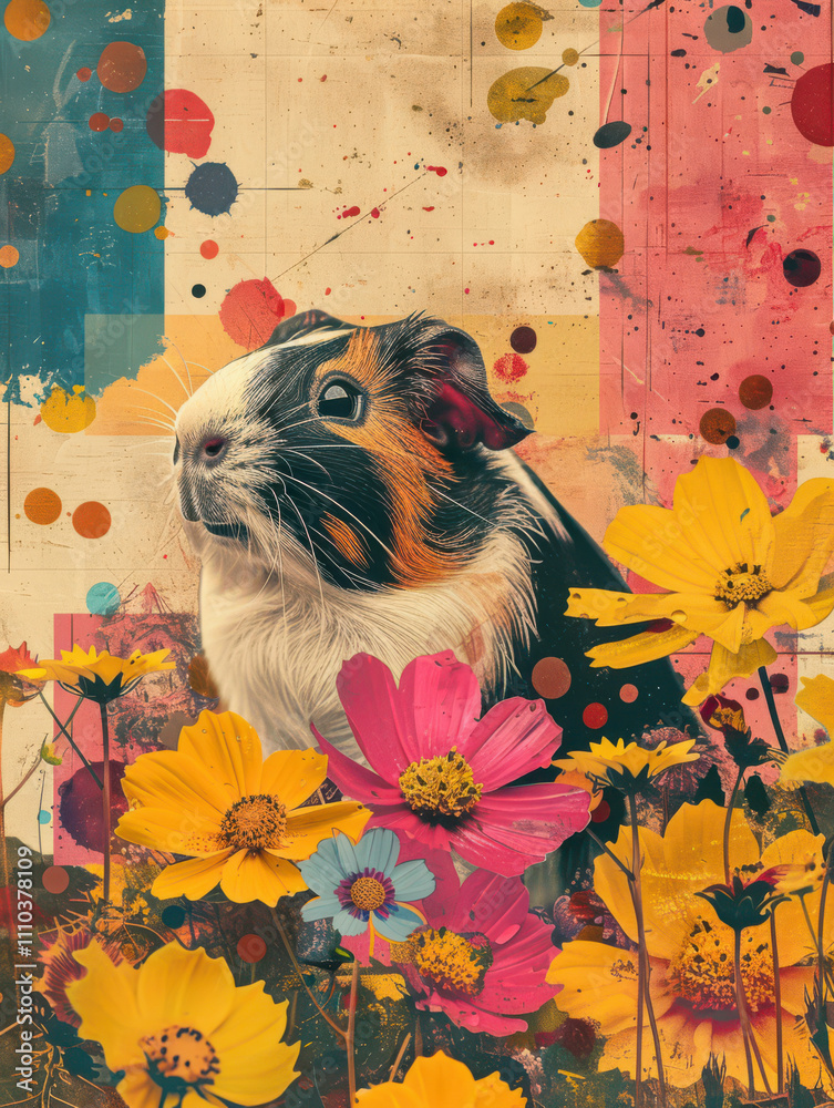 Guinea Pig Retro Vibes - Groovy Poster