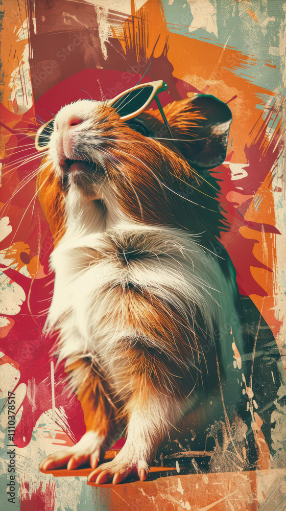 Guinea Pig Retro Vibes - Groovy Poster
