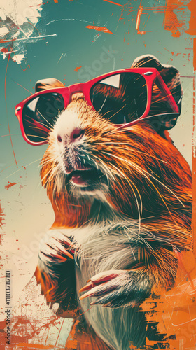 Guinea Pig Retro Vibes - Groovy Poster