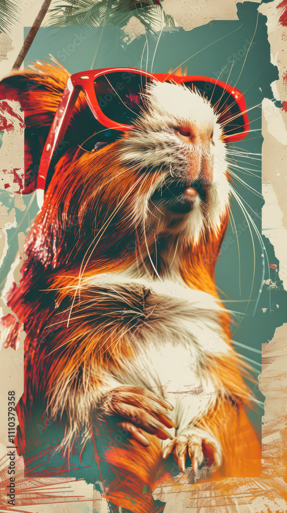 Guinea Pig Retro Vibes - Groovy Poster