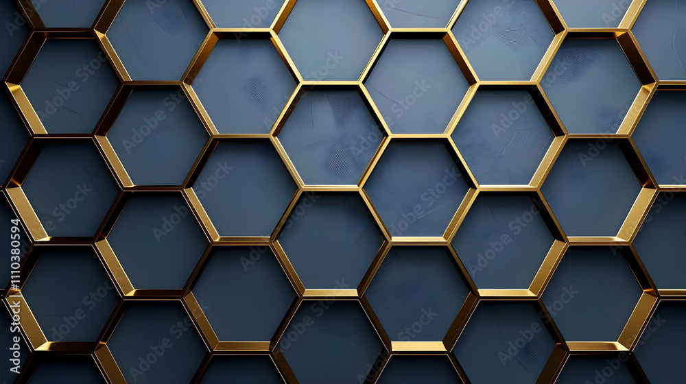 Abstract 3D Hexagon Gold Grid Background Abstract 3D Hexagon Gold Grid Background