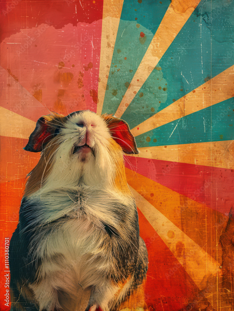 Guinea Pig Retro Vibes - Groovy Poster