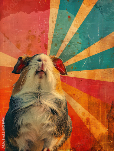 Guinea Pig Retro Vibes - Groovy Poster