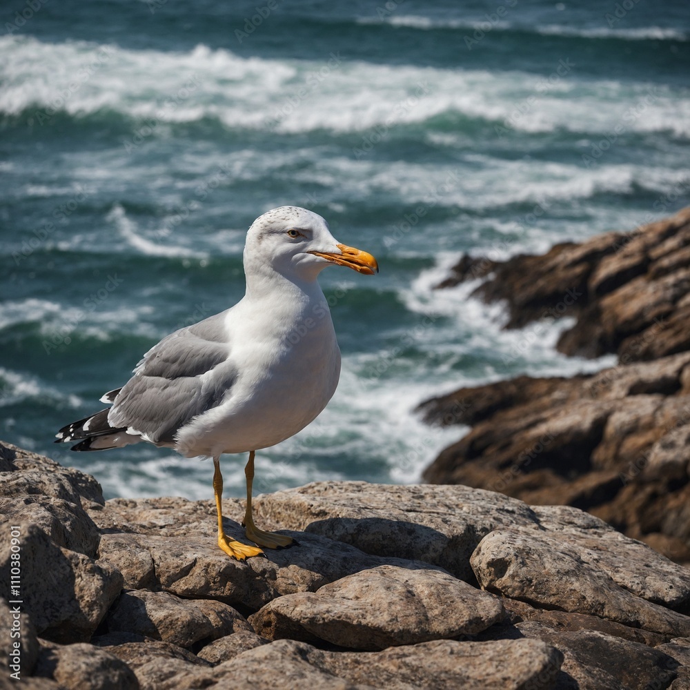 A gull bracing against the wind on a rocky coastline.
A gull bracing against the wind on a rocky coastline.