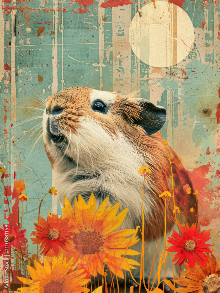 Guinea Pig Retro Vibes - Groovy Poster