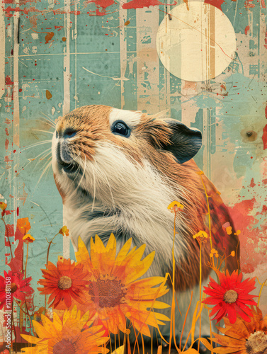 Guinea Pig Retro Vibes - Groovy Poster