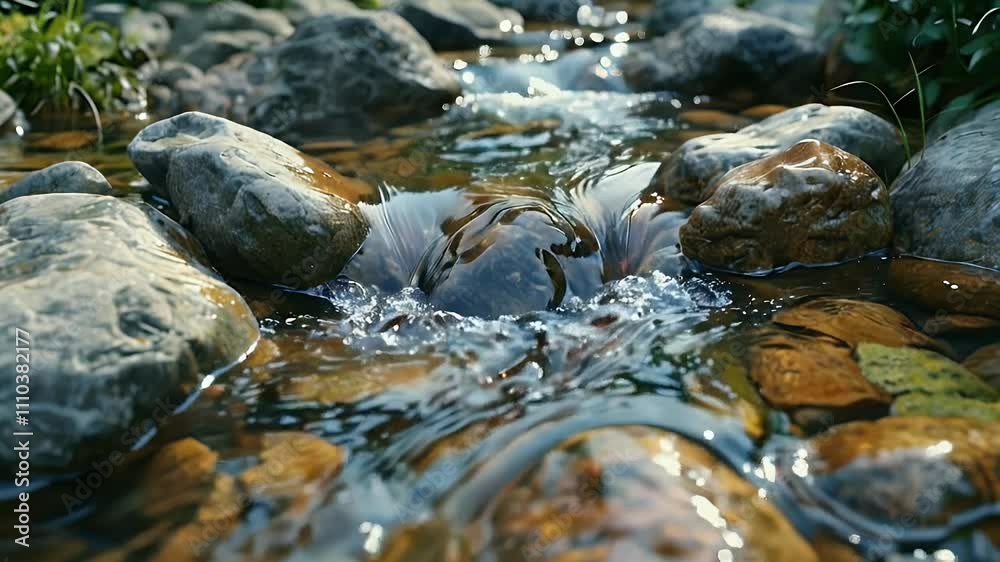 Serene Stream: A Close-Up of Nature's Gentle Flow Serene Stream: A Close-Up of Nature's Gentle Flow