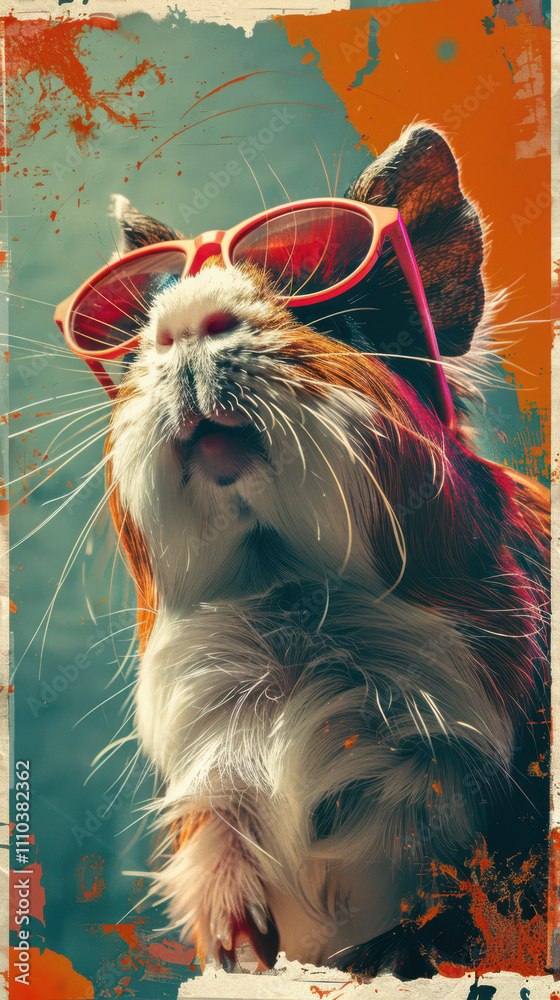Guinea Pig Retro Vibes - Groovy Poster
