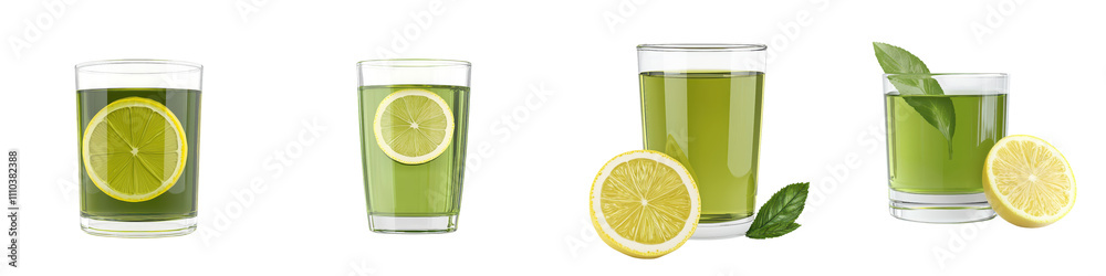 A refreshing and healthy green tea beverage with a lemon slice in a transparent glass showcasing the vibrant color and natural ingredients for a wellness lifestyle A refreshing and healthy green tea beverage with a lemon slice in a transparent glass showcasing the vibrant color and natural ingredients for a wellness lifestyle