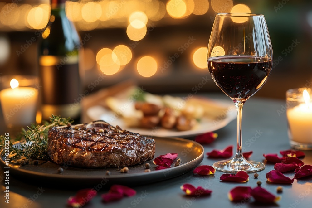 Romantic Dinner for Two Cozy Home Intimate Setting Soft Lighting Valentine's Day Celebration Romantic Dinner for Two Cozy Home Intimate Setting Soft Lighting Valentine's Day Celebration