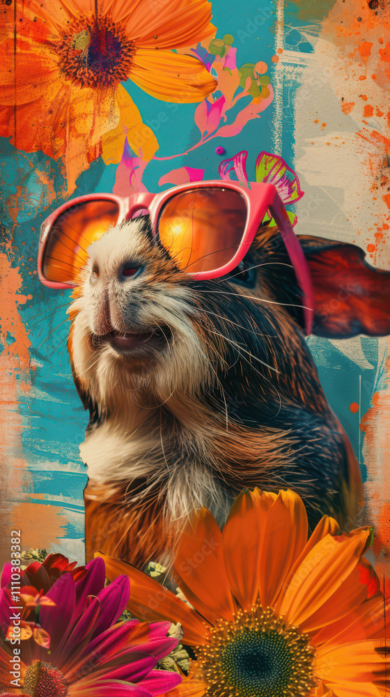 Guinea Pig Retro Vibes - Groovy Poster