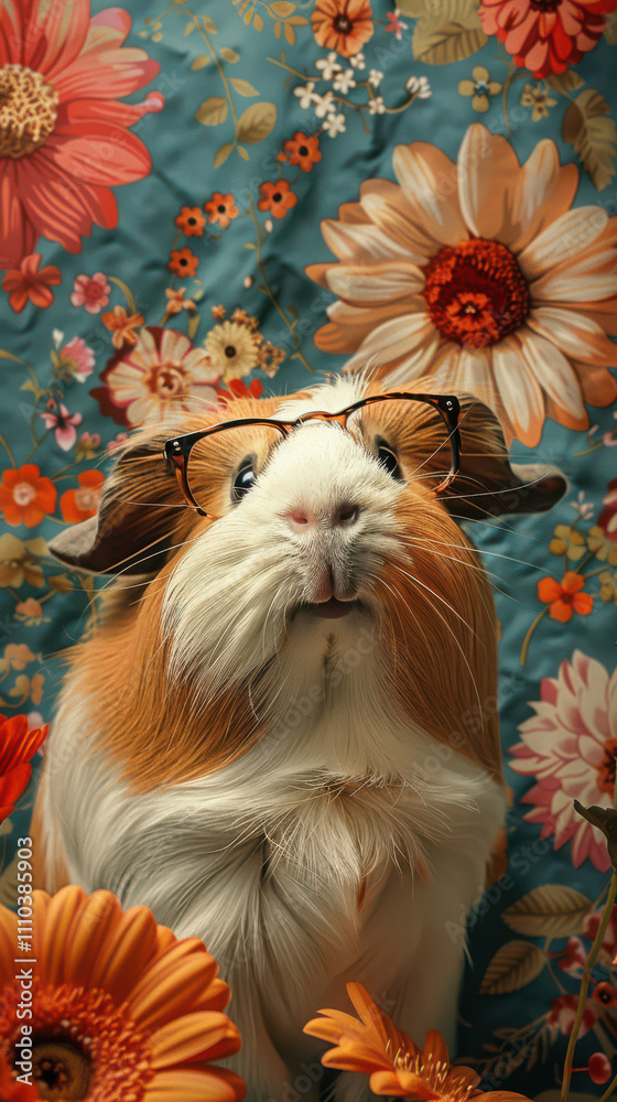 Guinea Pig Retro Vibes - Groovy Poster