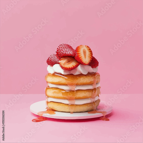 いちごとクリームのパンケーキタワー