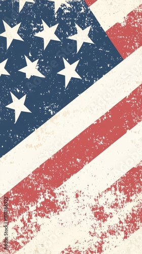 american independent day concept, art of american flag in old grainy texture on beige background