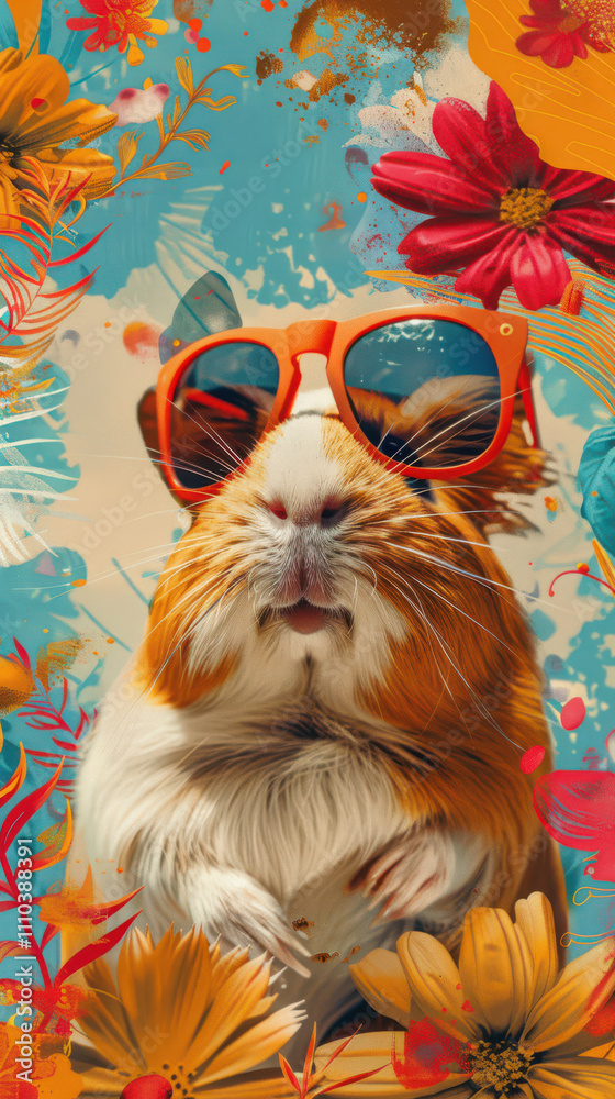 Guinea Pig Retro Vibes - Groovy Poster