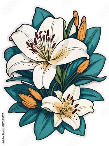 lilies ornament vector 