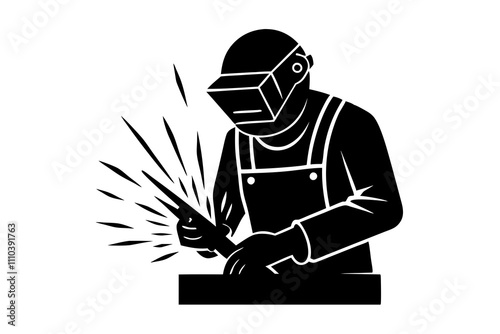 An illustration of a welder in action silhouette