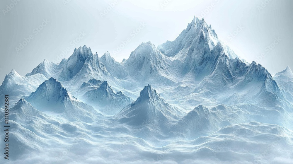 Fototapeta premium Layered Mountains with Frosty Details for New Year Theme. Generative AI
