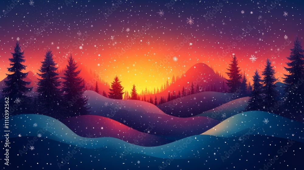 Gradient Waves Forming Subtle Holiday Icons New Year Theme. Generative AI