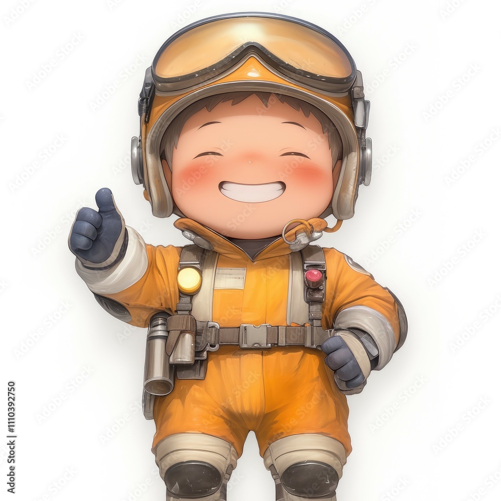 Happy cartoon pilot giving thumbs up. Happy cartoon pilot giving thumbs up.