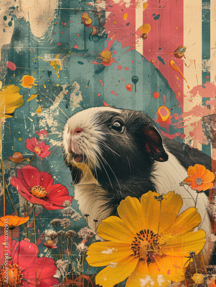 Guinea Pig Retro Vibes - Groovy Poster