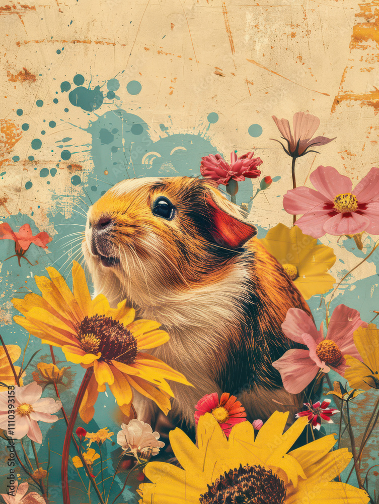Guinea Pig Retro Vibes - Groovy Poster