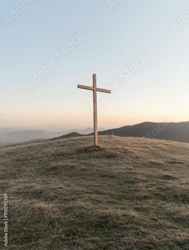 Cross Silhouetted in Golden Sunset