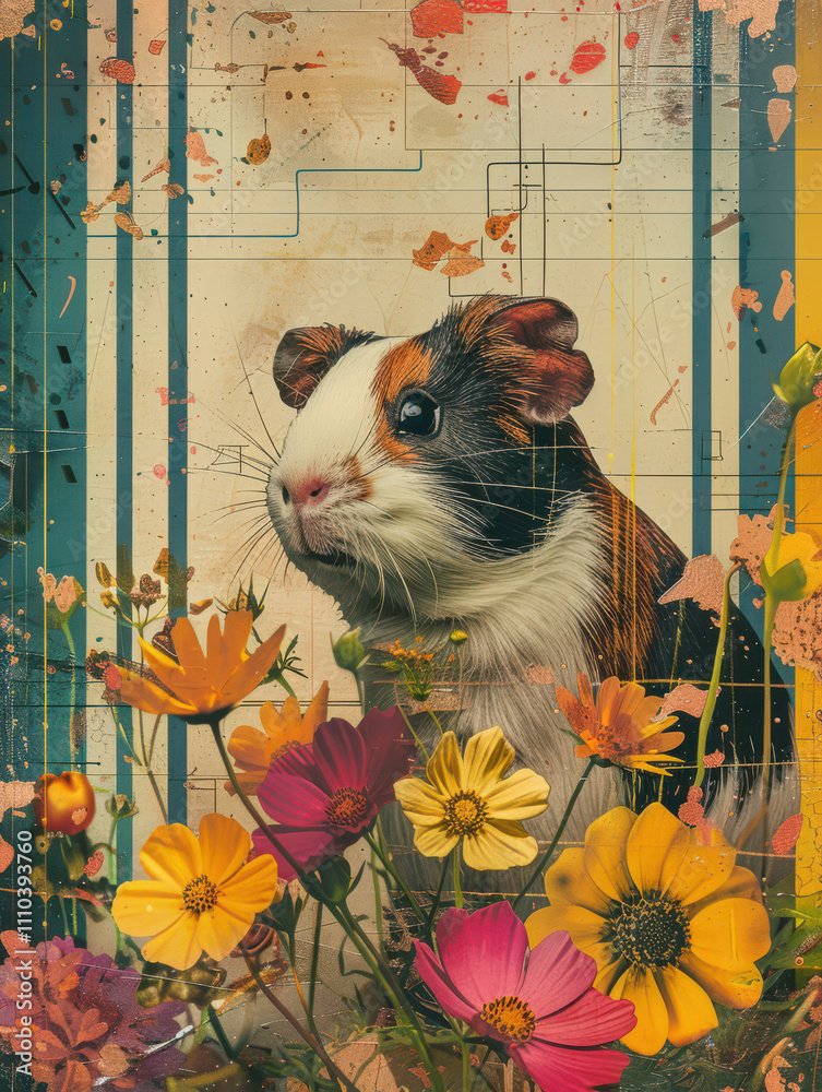 Guinea Pig Retro Vibes - Groovy Poster
