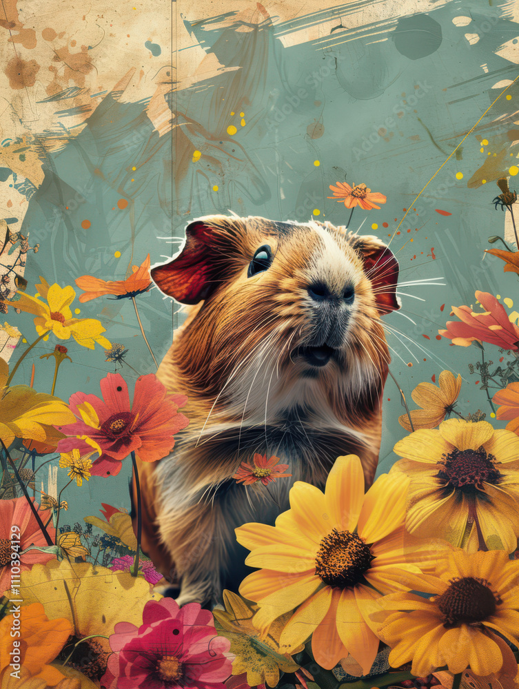 Guinea Pig Retro Vibes - Groovy Poster