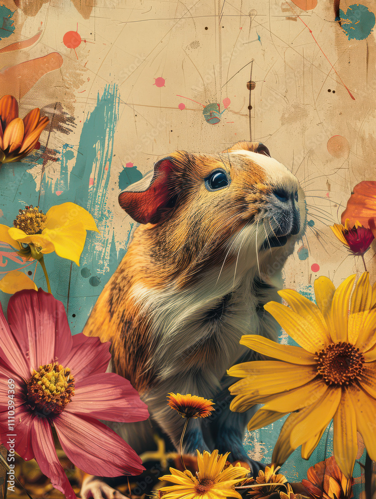 Guinea Pig Retro Vibes - Groovy Poster