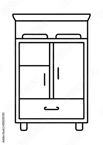 Modern Kitchen Cabinet Vector Art.