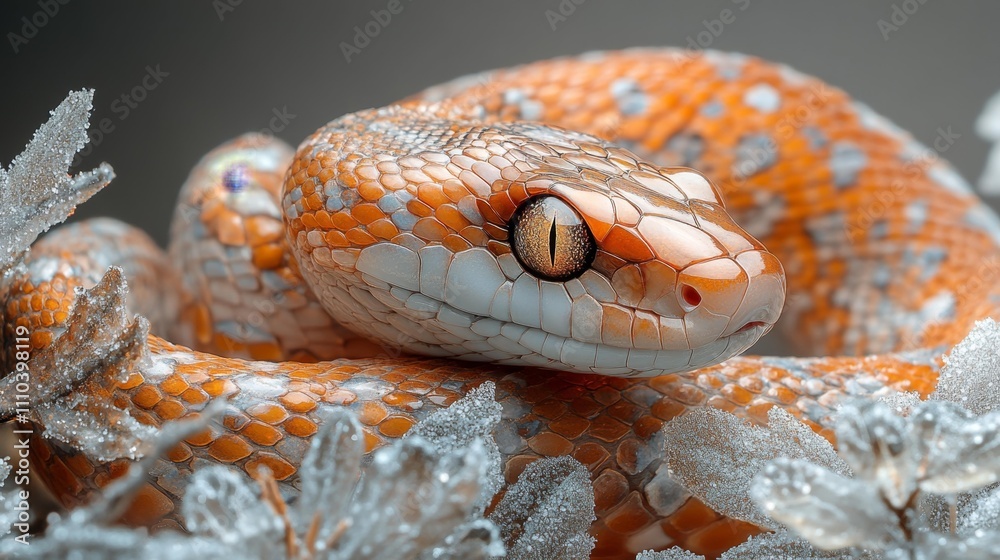 Minimalist snake on frosted glass for New Year theme. Generative AI Minimalist snake on frosted glass for New Year theme. Generative AI