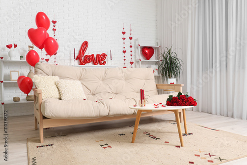 Interior of festive living ...